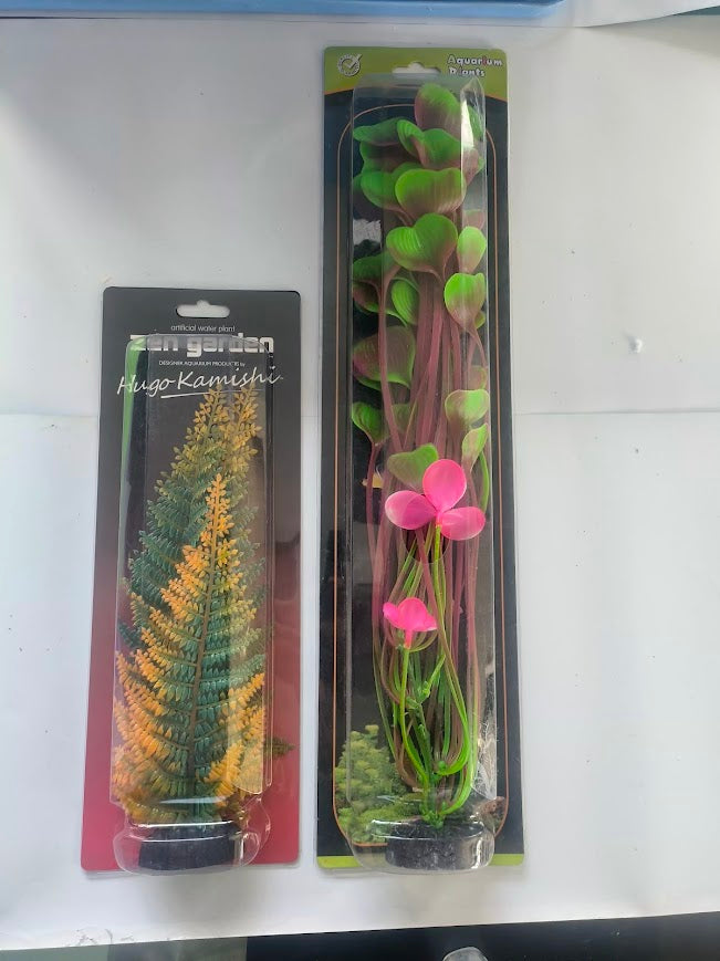2 Pack Tropical Fish Tank Plants fern & hot lips tall